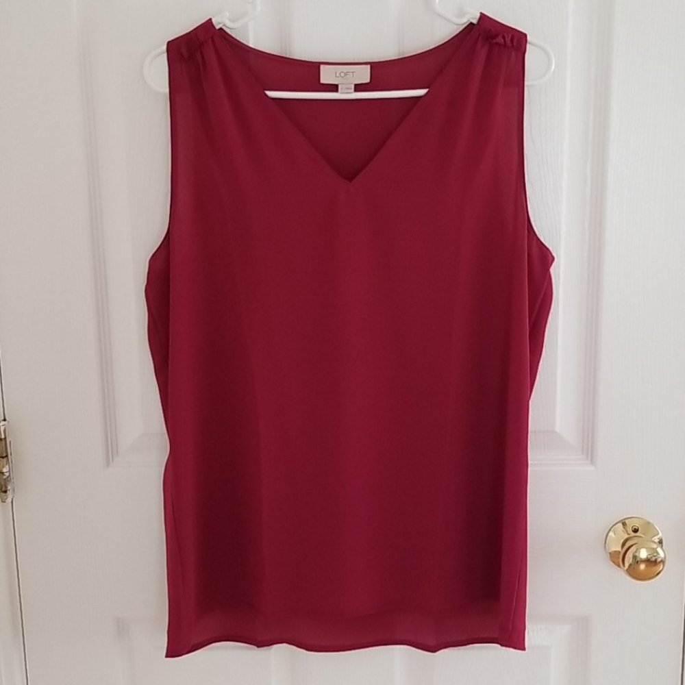 Loft Maroon V-neck Tank Top